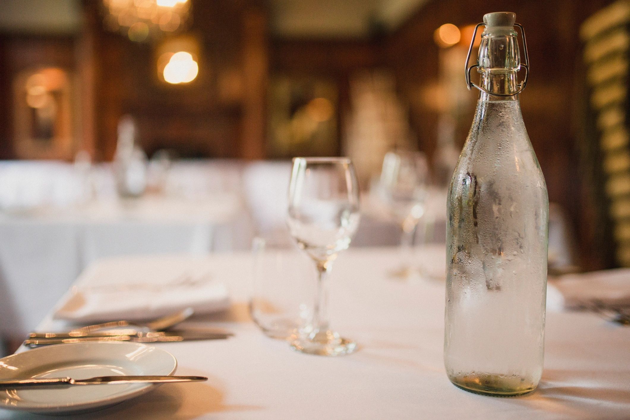 Premium bottled water placed on an elegant event table