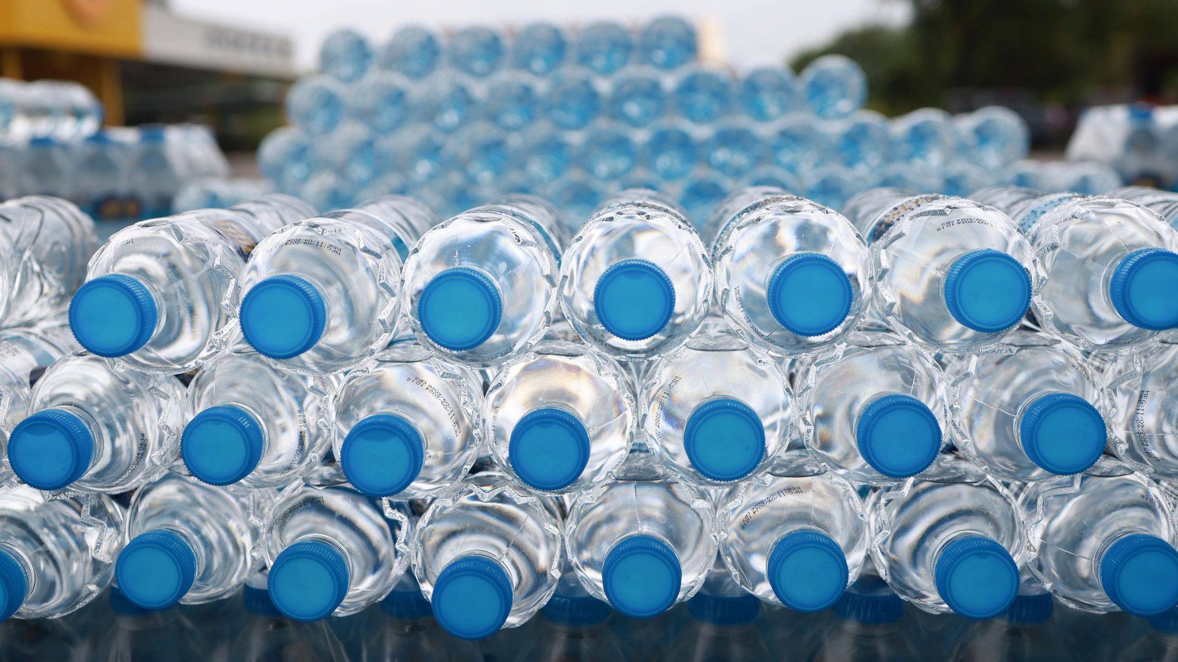 Packaged bottled water prepared for retail distribution