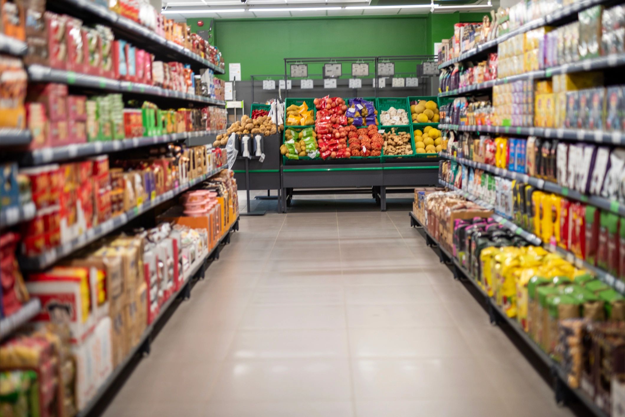 Retail aisle representing shelf strategy and product placement