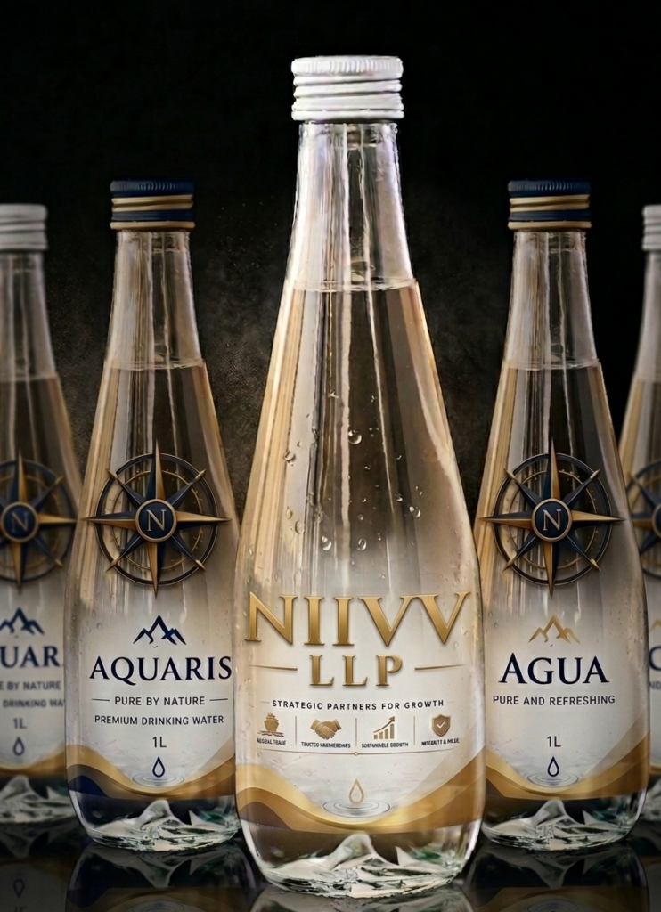 Premium bottled water packaging with refined natural styling